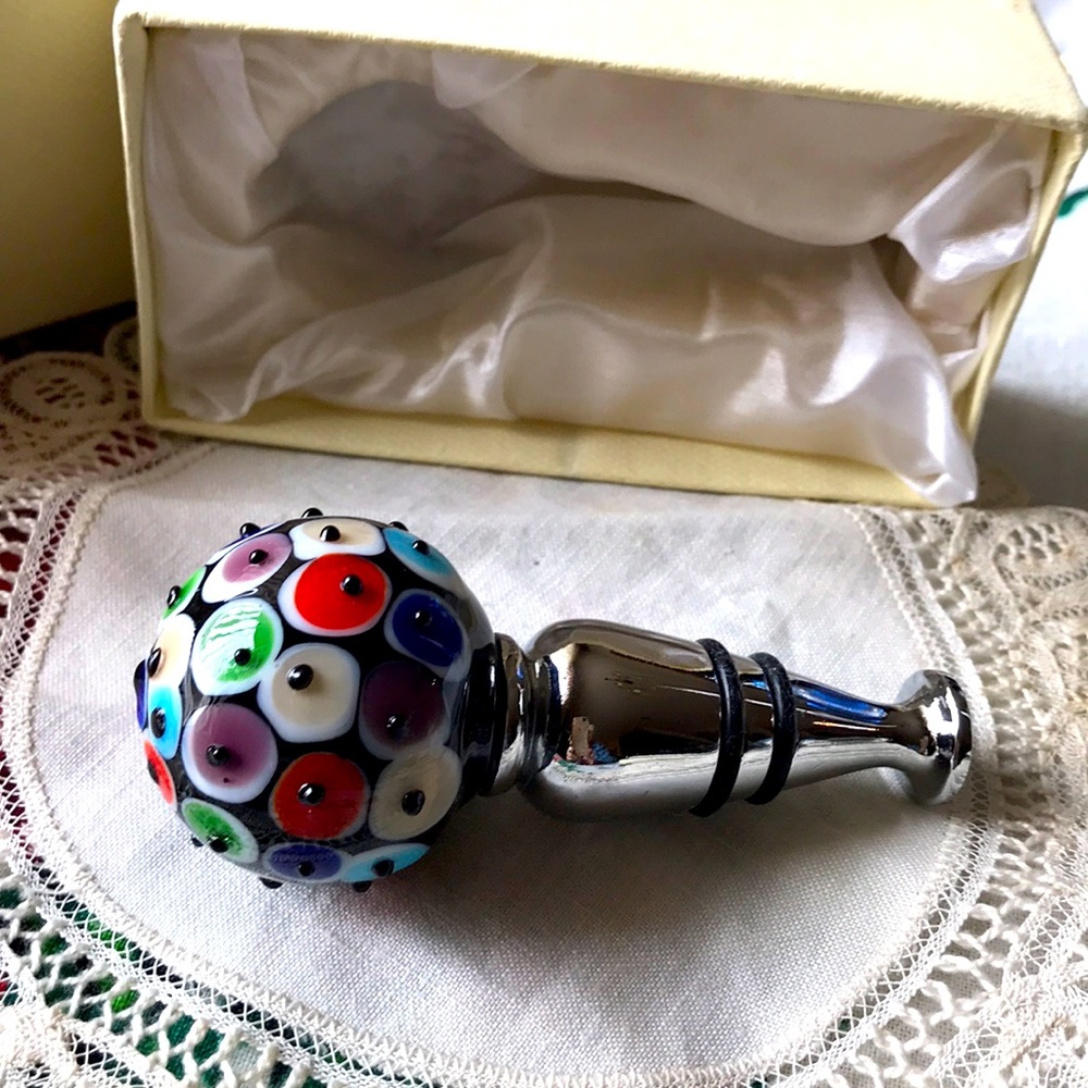 Italian glass wine bottle stopper